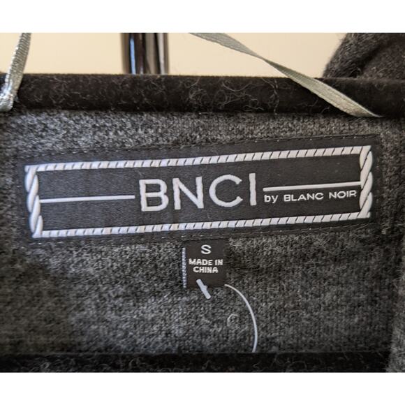 LN 48% WOOL MEDIUM WEIGHT BNCI Blank Noir  2 tone gray hooded cardigan - Picture 3 of 11